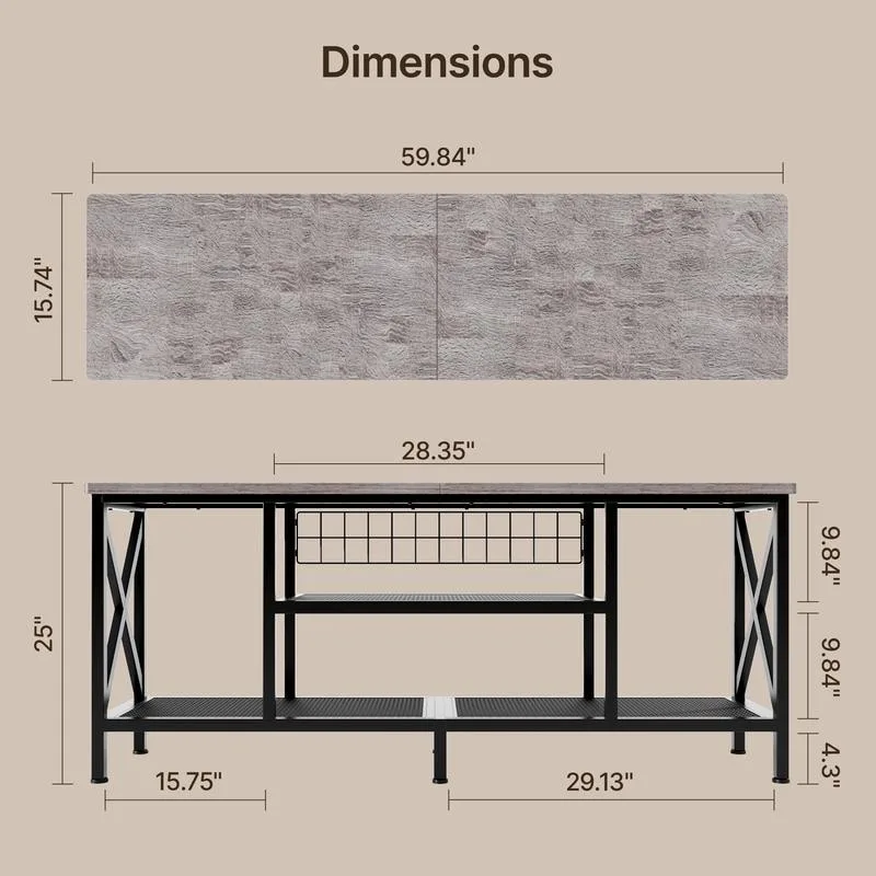 Meuble TV industriel pour téléviseurs de chambre à coucher avec étagères de rangement ouvertes