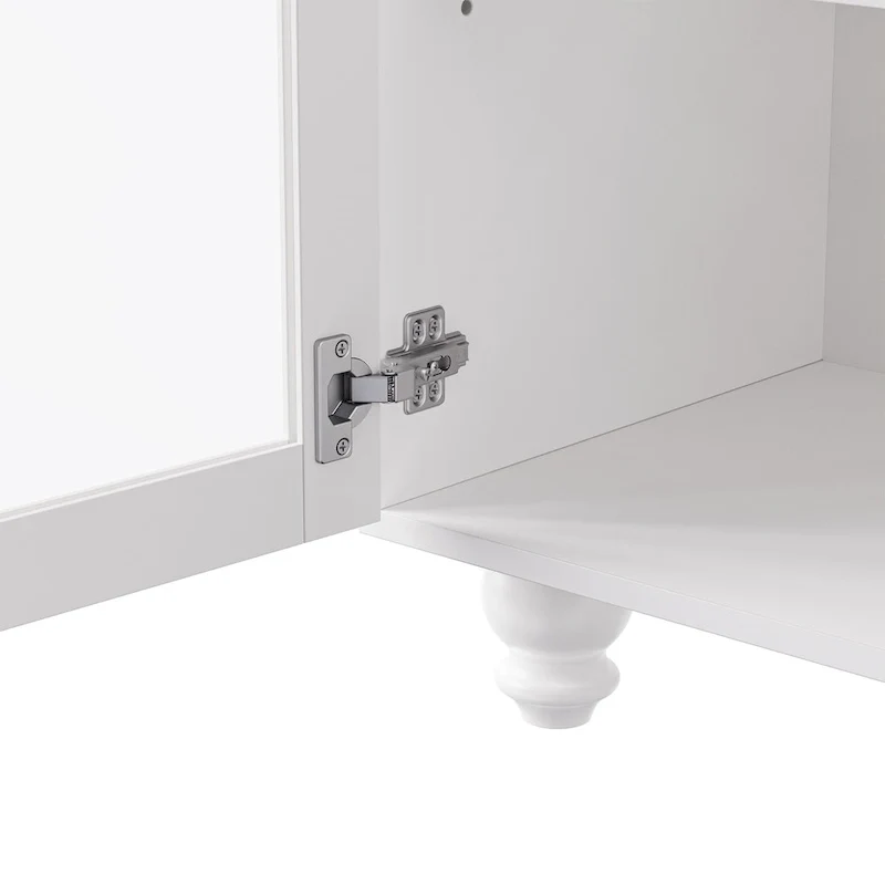 Meuble TV pour téléviseurs jusqu'à 70 pouces, buffet polyvalent, étagères réglables, portes en verre trempé, buffet avec 5 pieds en forme de calebasse