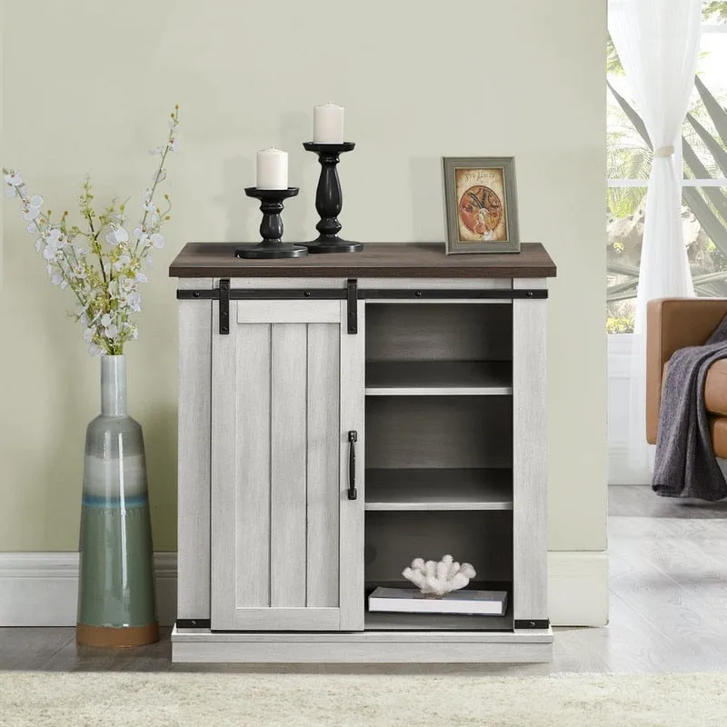 Meuble TV compact de 32 po pour téléviseurs de 40 po avec portes de grange - 32 po de largeur