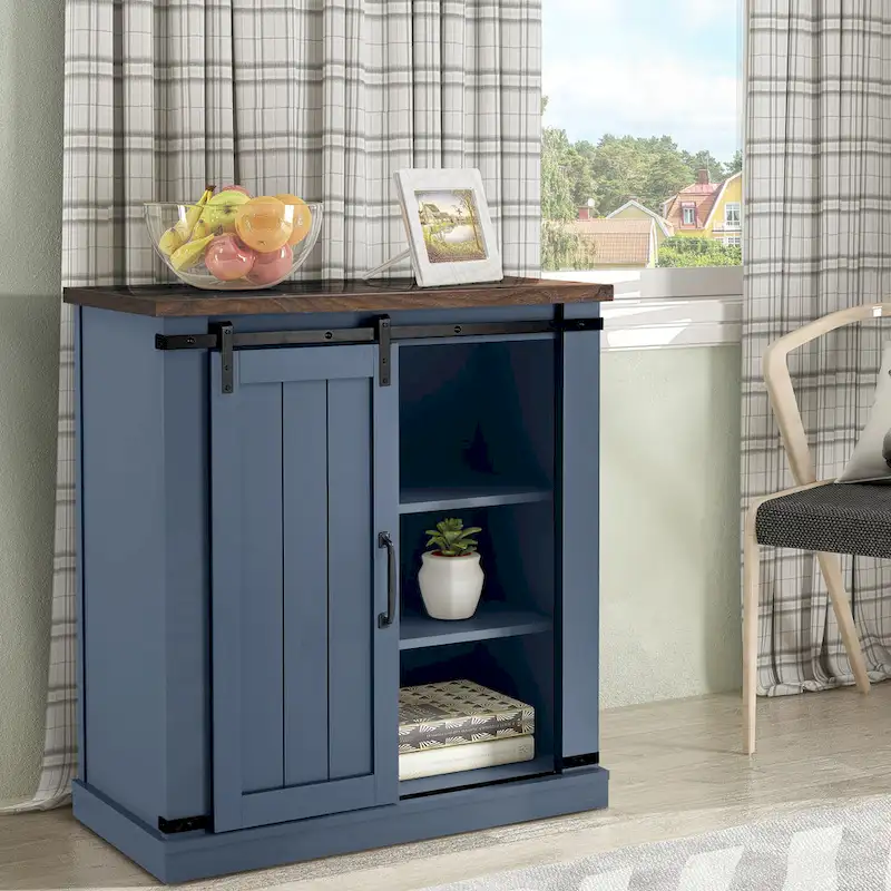 Meuble TV compact de 32 po pour téléviseurs de 40 po avec portes de grange - 32 po de largeur