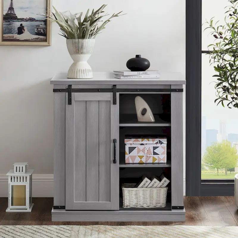 Meuble TV compact de 32 po pour téléviseurs de 40 po avec portes de grange - 32 po de largeur