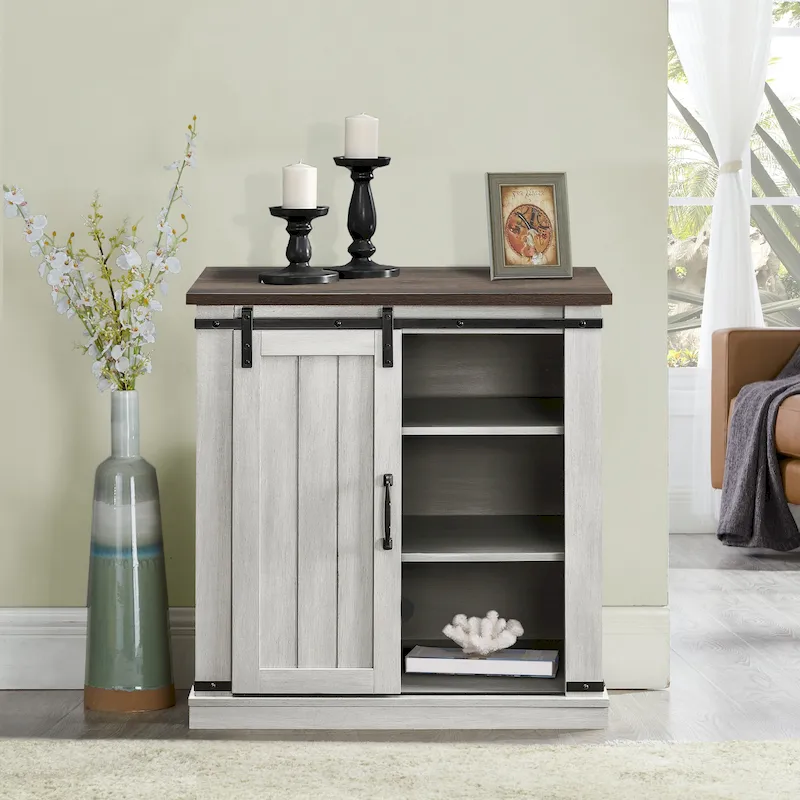 Meuble TV compact de 32 po pour téléviseurs de 40 po avec portes de grange - 32 po de largeur