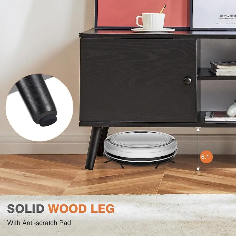 Meuble TV pour téléviseur 55 60 pouces, Meuble TV avec placard de rangement, Table console média de style moderne du milieu du siècle, Charnière réglable