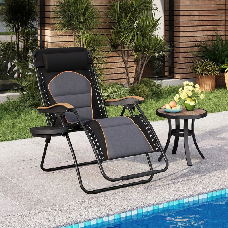 Fauteuil de relaxation zéro gravité XL surdimensionné rembourré avec accoudoirs plus larges et porte-gobelet réglable - N/A