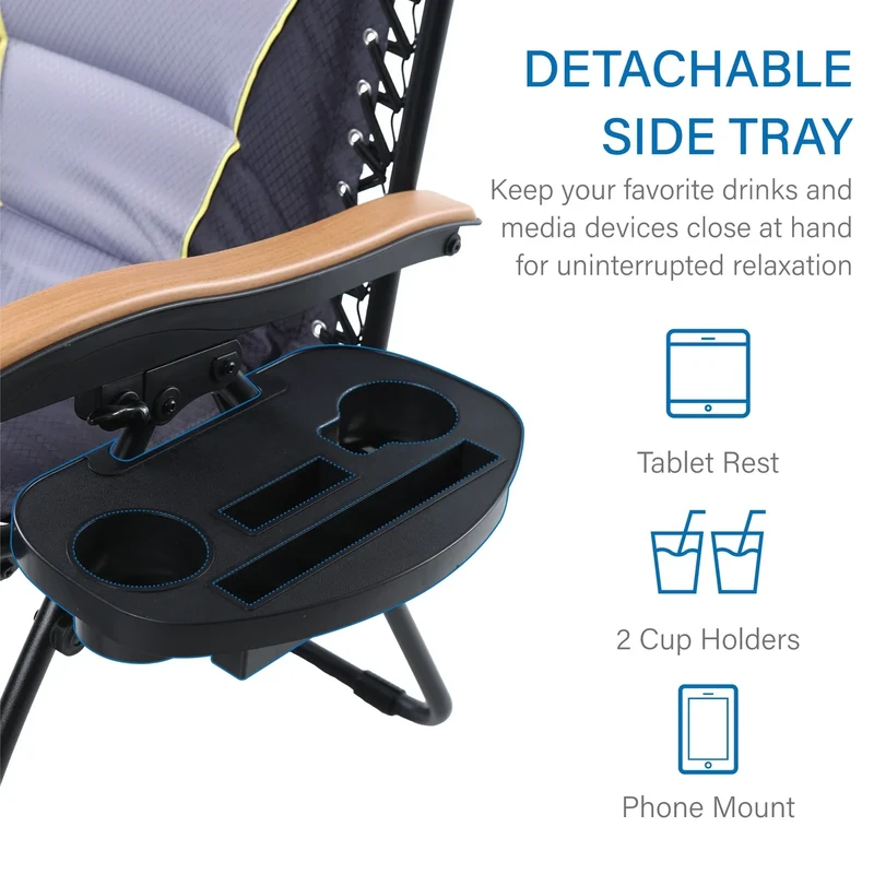 Fauteuil de relaxation zéro gravité XL surdimensionné rembourré avec accoudoirs plus larges et porte-gobelet réglable - N/A