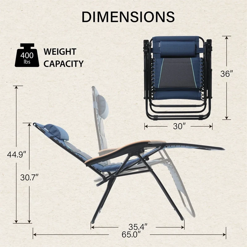 Fauteuil de relaxation zéro gravité XL surdimensionné rembourré avec accoudoirs plus larges et porte-gobelet réglable - N/A