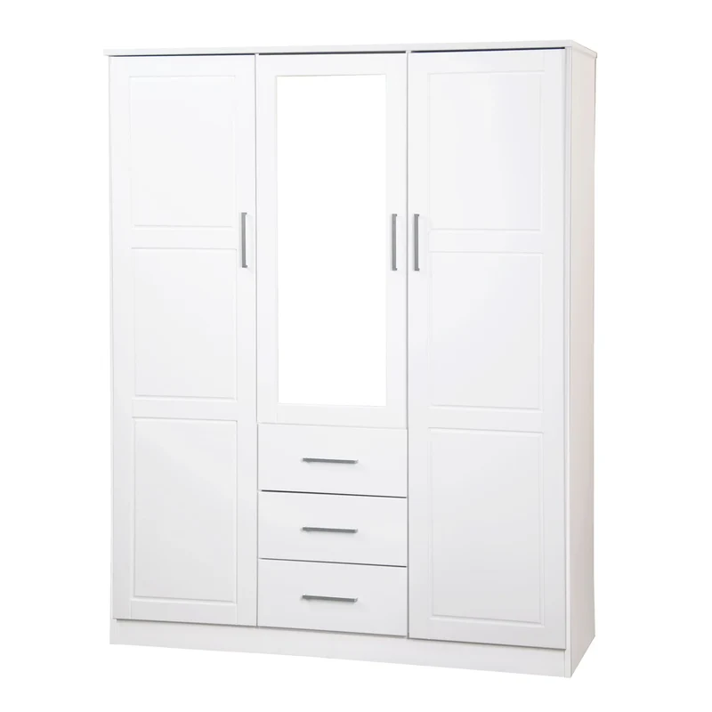 Palace Imports Armoire Cosmo 3 portes 100 % bois massif avec portes en bois massif ou portes miroir