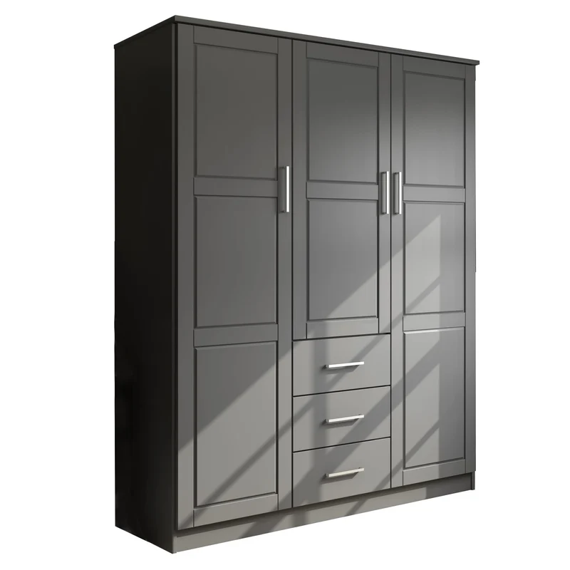 Palace Imports Armoire Cosmo 3 portes 100 % bois massif avec portes en bois massif ou portes miroir
