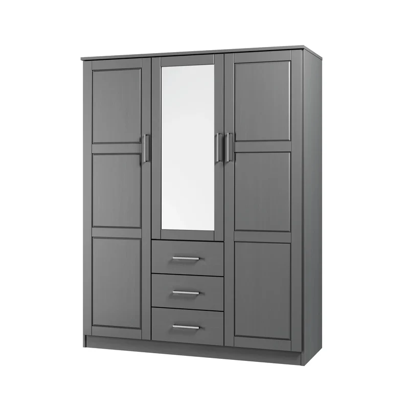Palace Imports Armoire Cosmo 3 portes 100 % bois massif avec portes en bois massif ou portes miroir