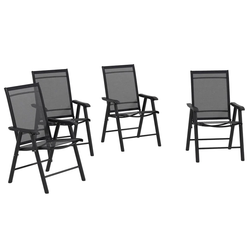 Lot de 4 chaises pliantes Outsunny au design simple et élégant, confortables pour la terrasse, le jardin et les voyages