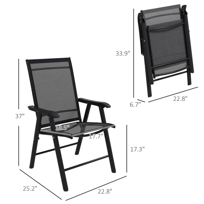 Lot de 4 chaises pliantes Outsunny au design simple et élégant, confortables pour la terrasse, le jardin et les voyages