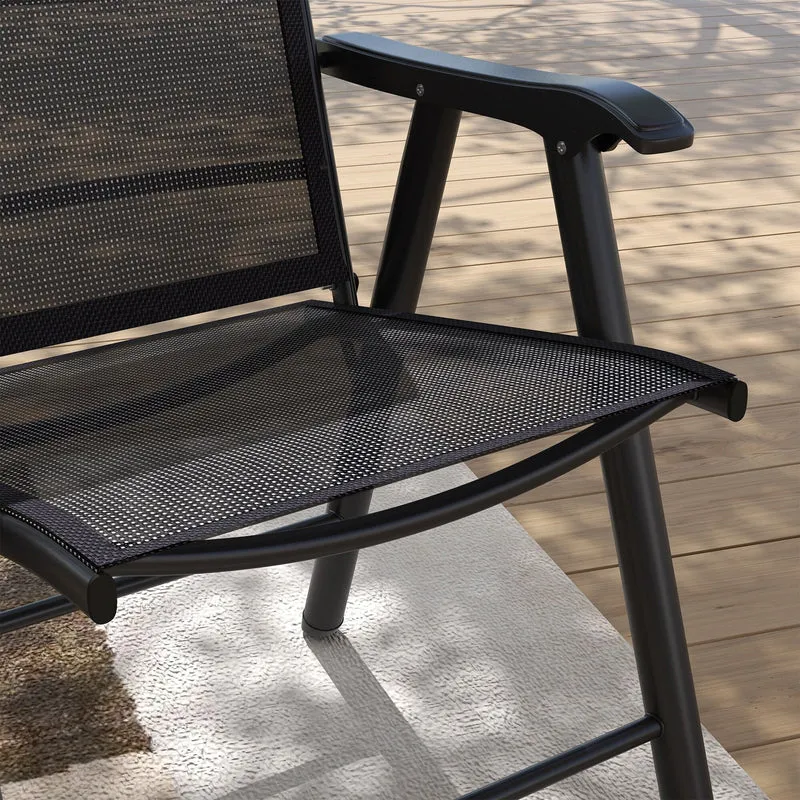 Lot de 4 chaises pliantes Outsunny au design simple et élégant, confortables pour la terrasse, le jardin et les voyages