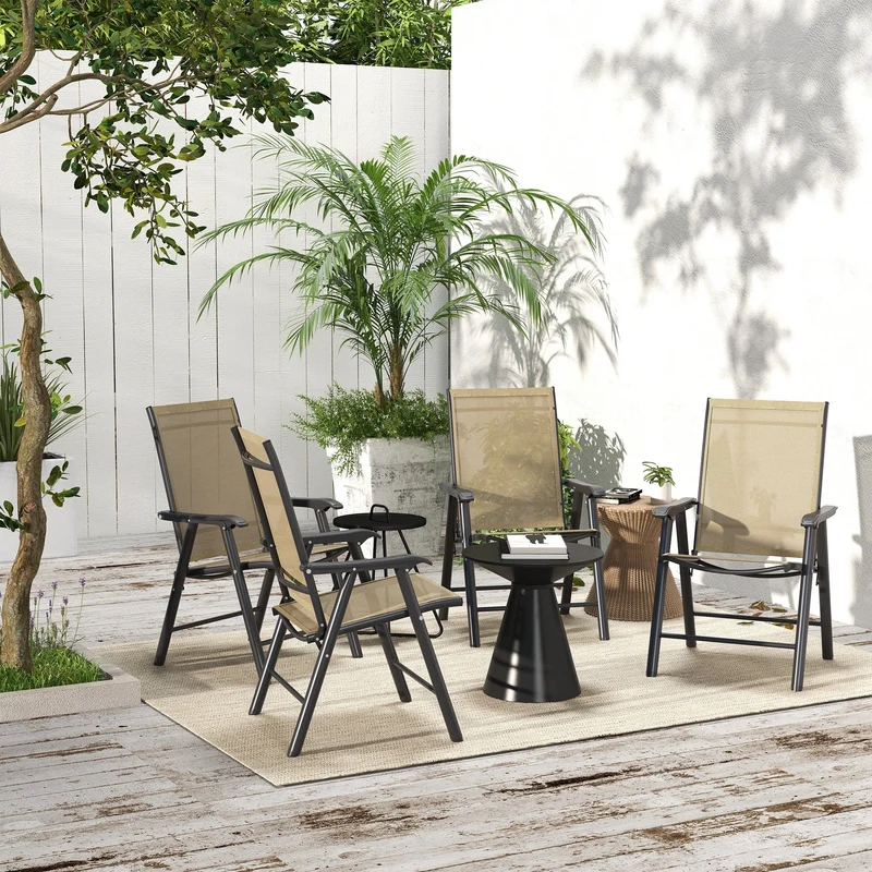 Lot de 4 chaises pliantes Outsunny au design simple et élégant, confortables pour la terrasse, le jardin et les voyages