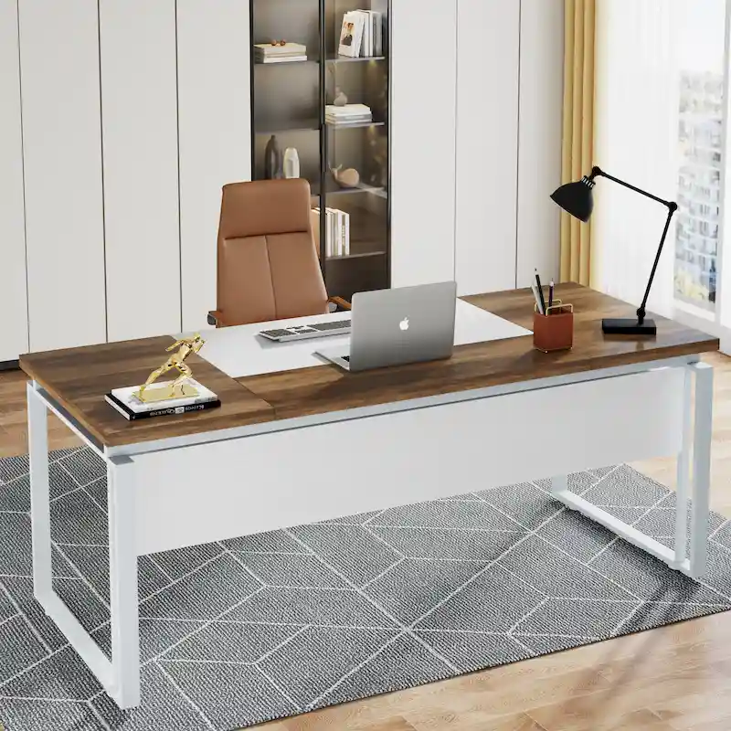 Bureau d'ordinateur exécutif moderne de 63 po, bureau de télétravail de 5 pi (Bureau seulement)