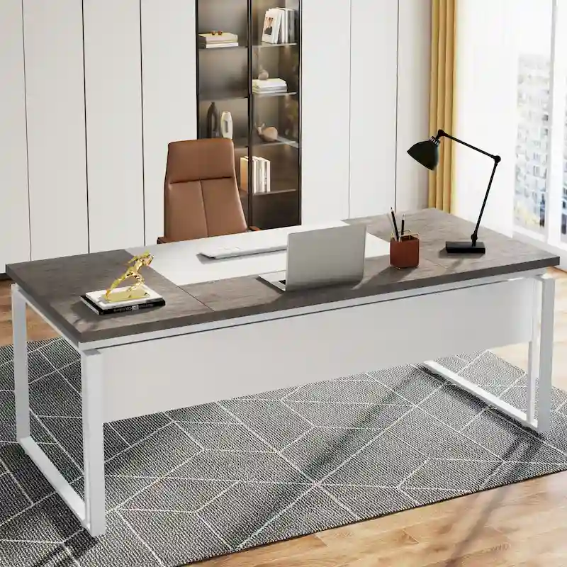 Bureau d'ordinateur exécutif moderne de 63 po, bureau de télétravail de 5 pi (Bureau seulement)
