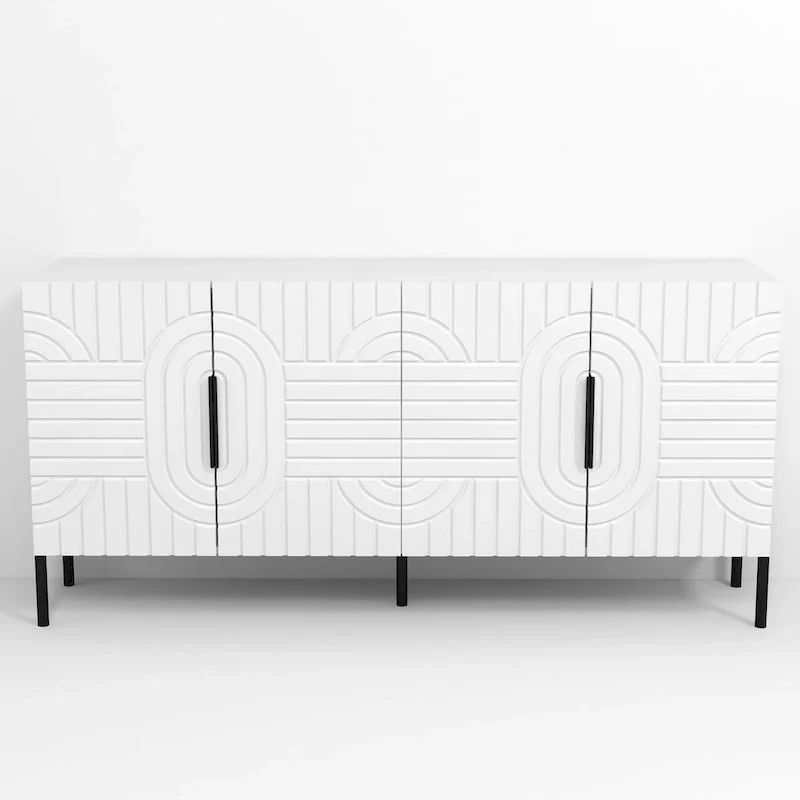 Meuble TV blanc Chic Elegance 63 pouces – Convient aux téléviseurs jusqu'à 65 pouces – 63 pouces de largeur