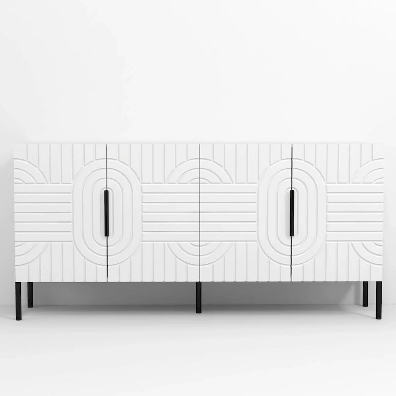 Meuble TV blanc Chic Elegance 63 pouces – Convient aux téléviseurs jusqu'à 65 pouces – 63 pouces de largeur