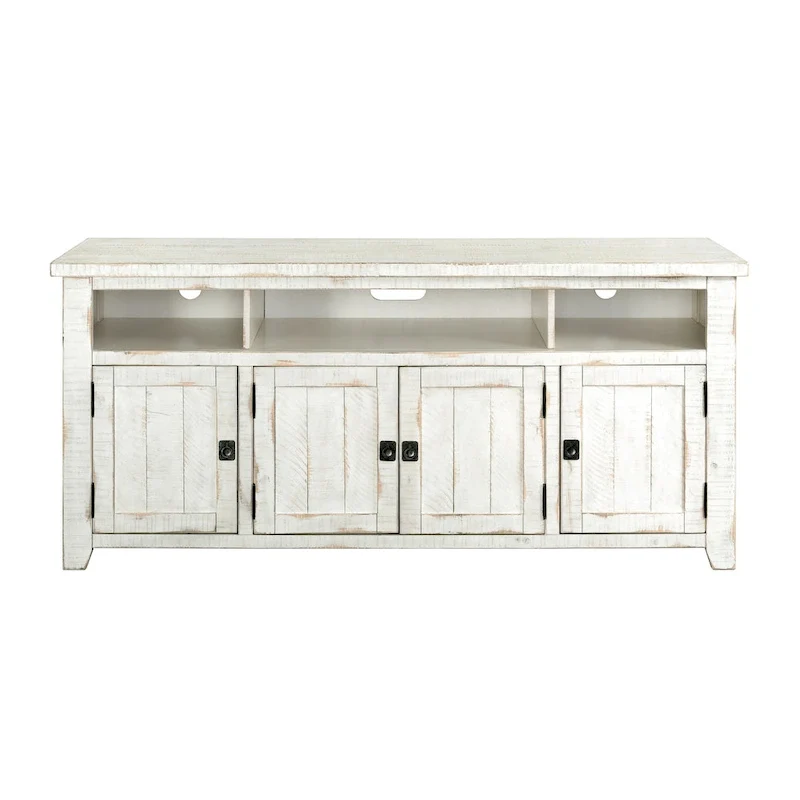 Meuble TV en bois massif de 165 cm de large avec rangement