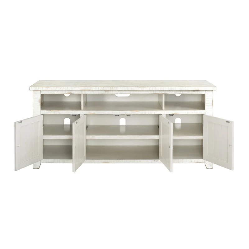 Meuble TV en bois massif de 165 cm de large avec rangement