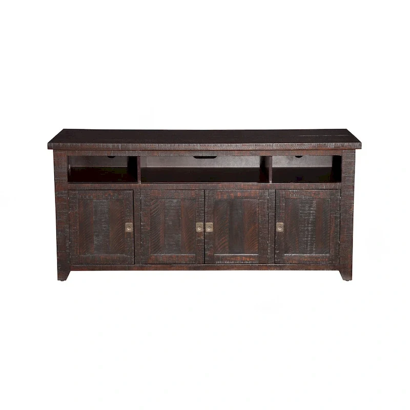 Meuble TV en bois massif de 165 cm de large avec rangement