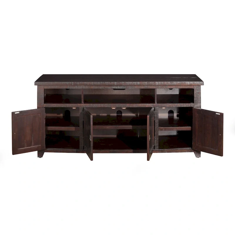 Meuble TV en bois massif de 165 cm de large avec rangement