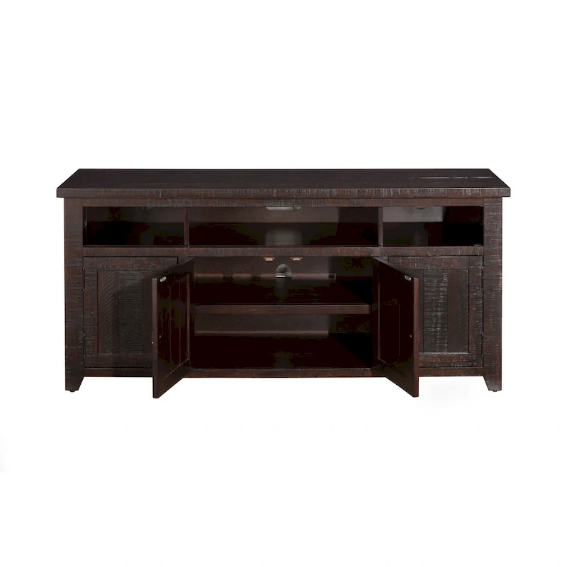 Meuble TV en bois massif de 165 cm de large avec rangement