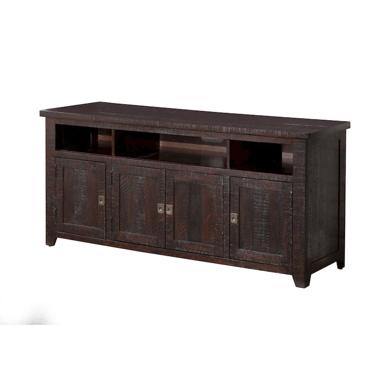 Meuble TV en bois massif de 165 cm de large avec rangement