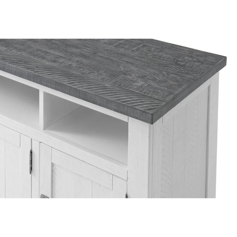 Meuble TV en bois massif de 165 cm de large avec rangement