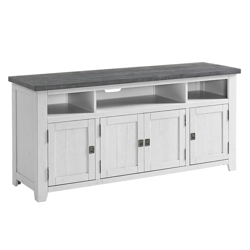 Meuble TV en bois massif de 165 cm de large avec rangement