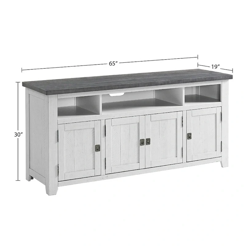 Meuble TV en bois massif de 165 cm de large avec rangement