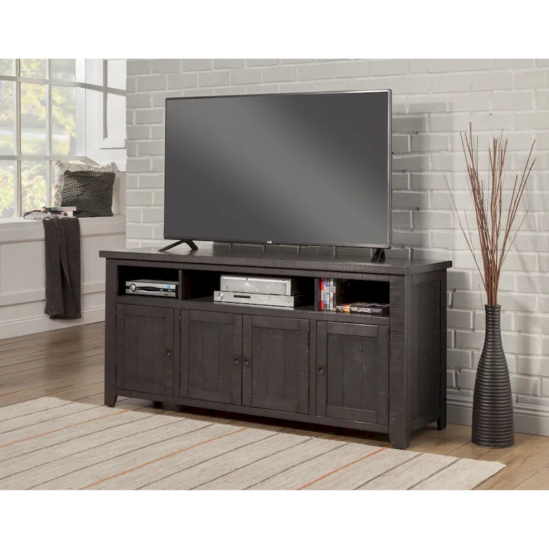 Meuble TV en bois massif de 165 cm de large avec rangement