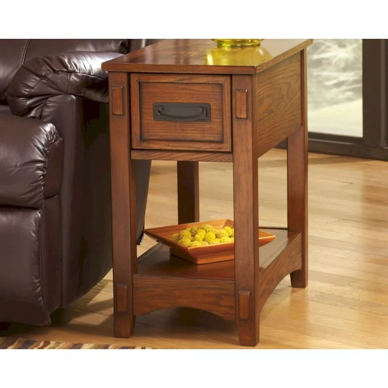 Table d'appoint de bout de canapé en bois finition brune - 13 L x 22,13 P x 23,13 H