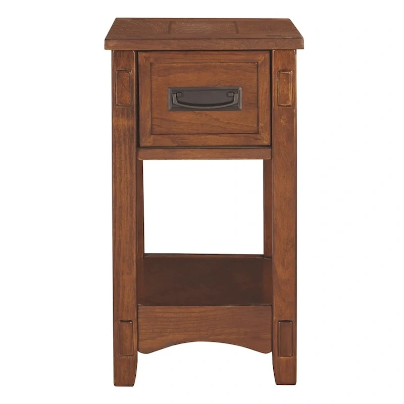 Table d'appoint de bout de canapé en bois finition brune - 13 L x 22,13 P x 23,13 H