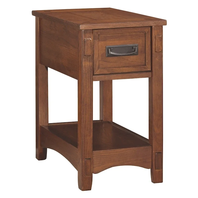 Table d'appoint de bout de canapé en bois finition brune - 13 L x 22,13 P x 23,13 H