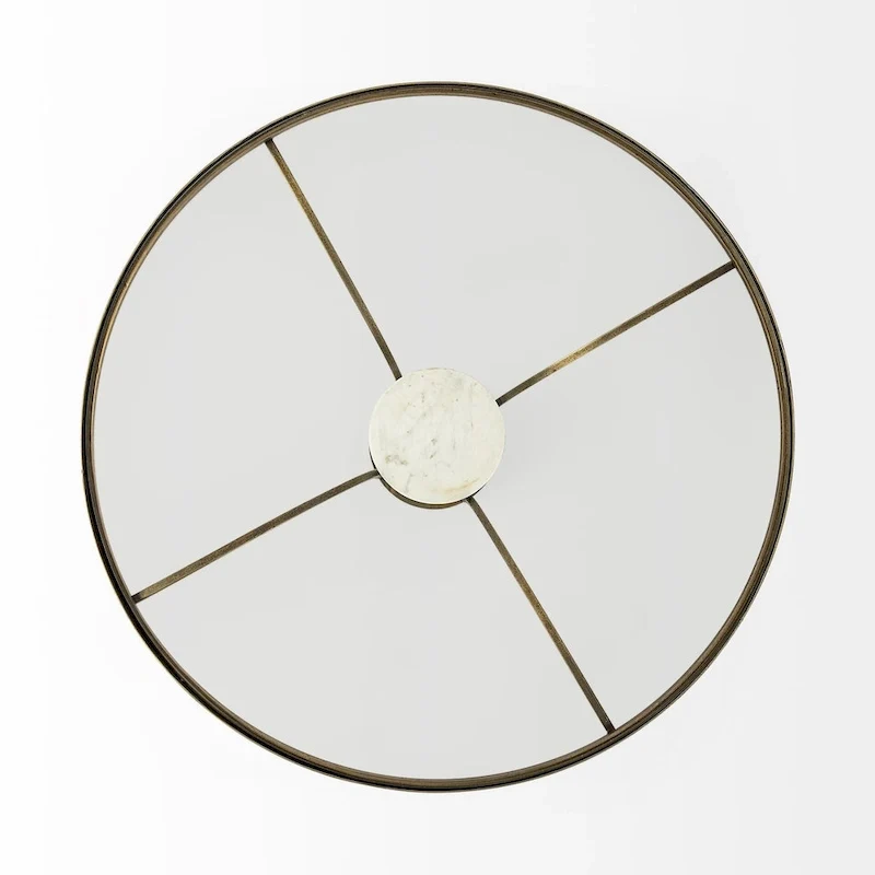 Table d'appoint ronde avec plateau en verre, métal doré et piédestal en marbre blanc