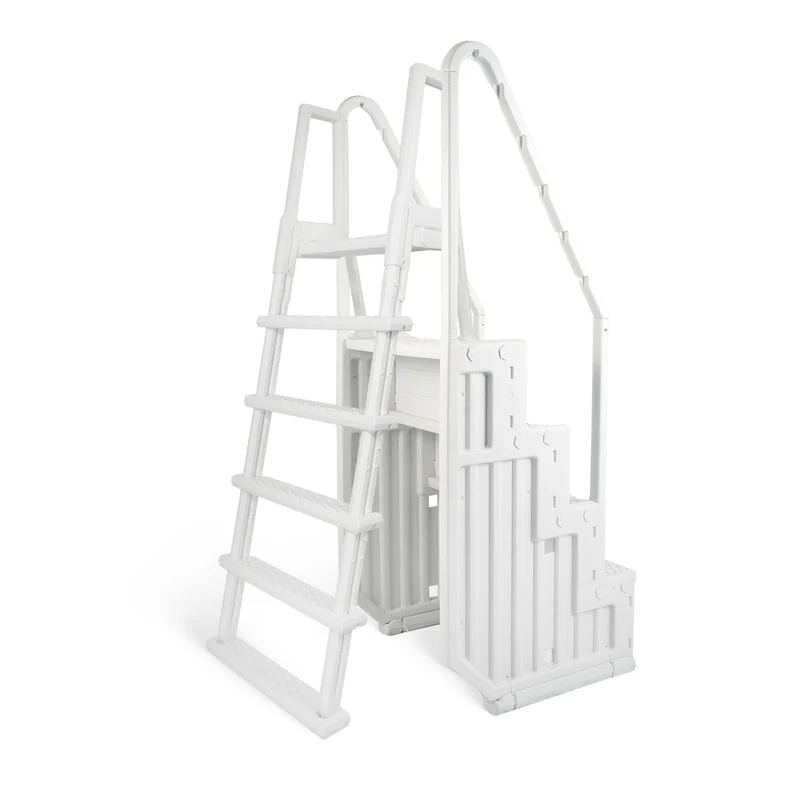 Escalier de piscine facile Blue Wave avec échelle extérieure pour piscines hors sol - 32,5 po L x 56 po P x 81 po H