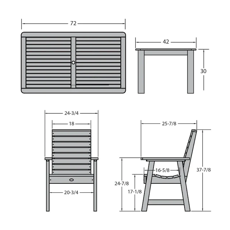 Ensemble de salle à manger d'extérieur 7 pièces HIGHWOOD PROFESSIONAL 42x72