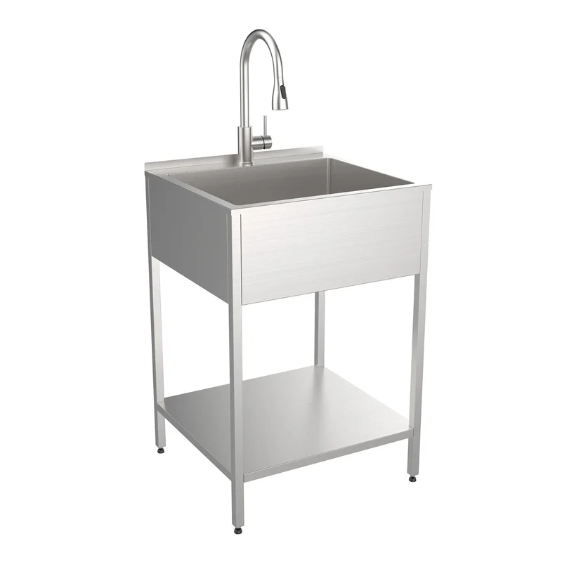 Transolid EWS-2422S Évier de buanderie et support de lavage en acier inoxydable de 24 po L x 22 po P x 35 po H - 24 po x 22 po