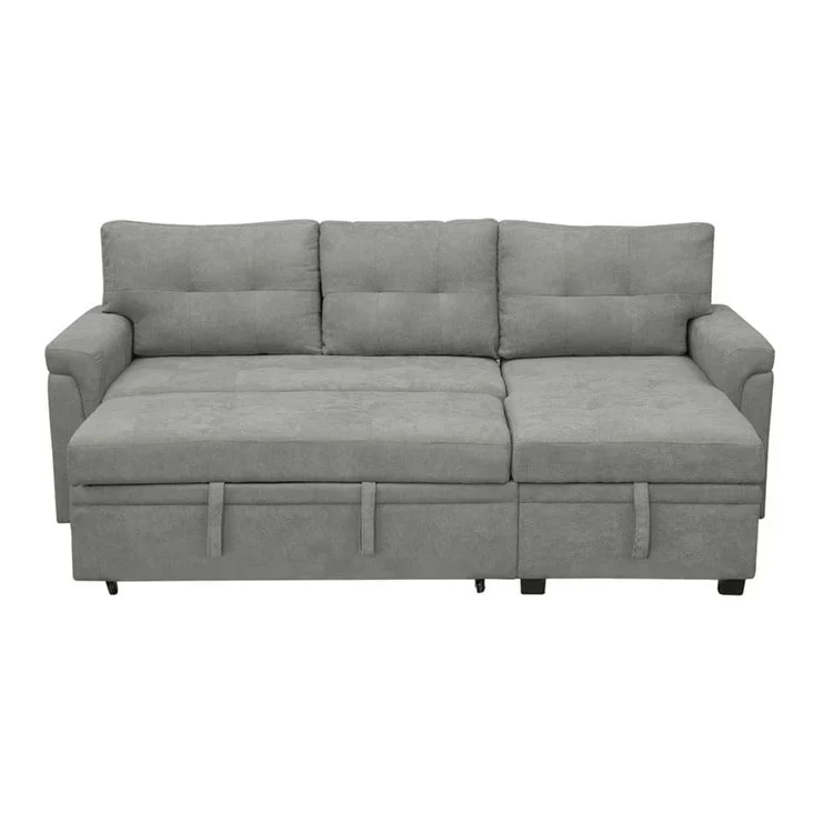 Canapé d'angle réversible convertible avec lit gigogne, méridienne de rangement et pieds durables