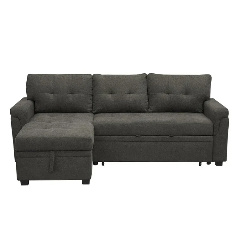 Canapé d'angle réversible convertible avec lit gigogne, méridienne de rangement et pieds durables