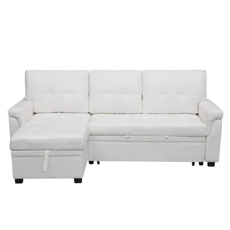 Canapé d'angle réversible convertible avec lit gigogne, méridienne de rangement et pieds durables