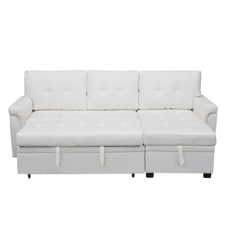 Canapé d'angle réversible convertible avec lit gigogne, méridienne de rangement et pieds durables