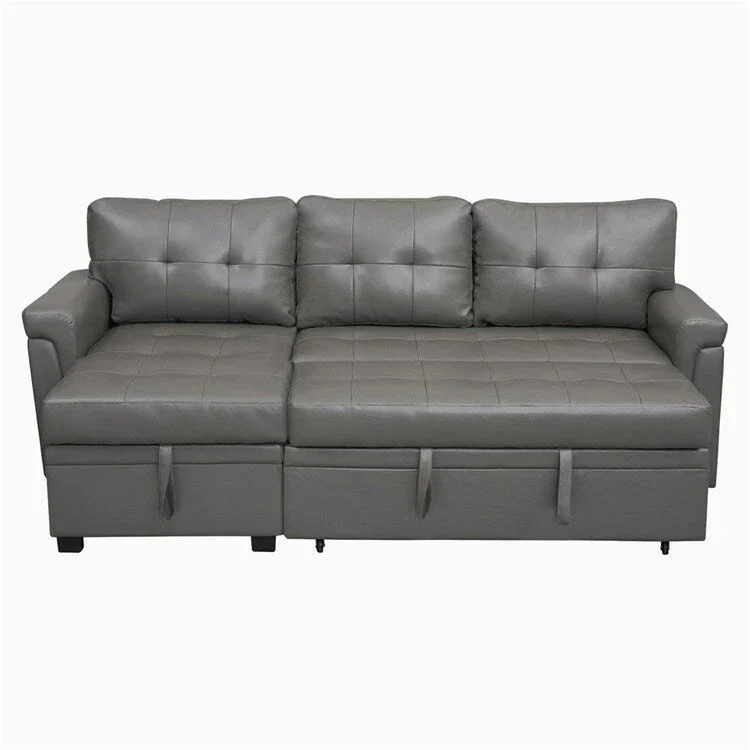 Canapé d'angle réversible convertible avec lit gigogne, méridienne de rangement et pieds durables