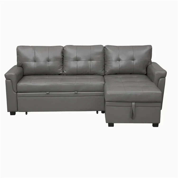 Canapé d'angle réversible convertible avec lit gigogne, méridienne de rangement et pieds durables