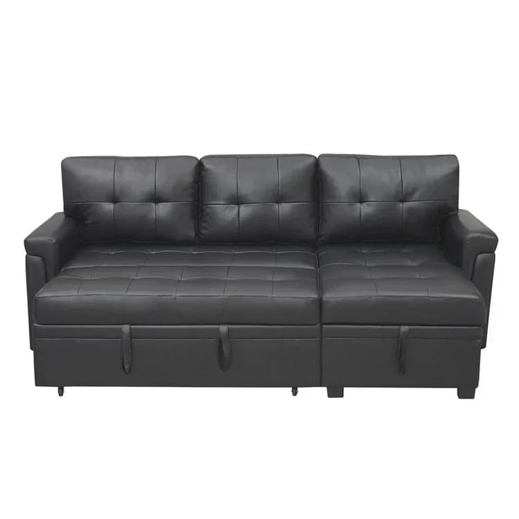 Canapé d'angle réversible convertible avec lit gigogne, méridienne de rangement et pieds durables
