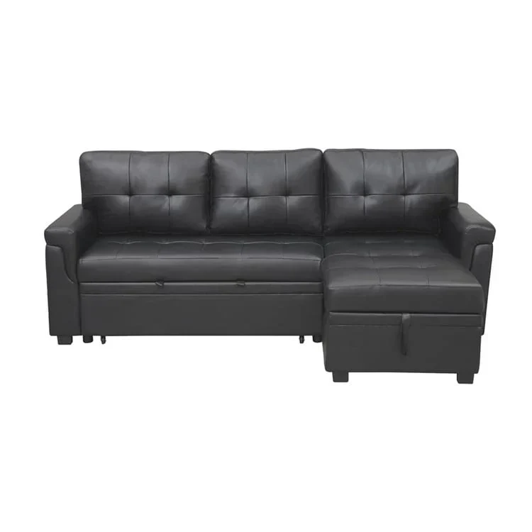 Canapé d'angle réversible convertible avec lit gigogne, méridienne de rangement et pieds durables