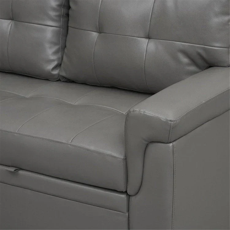 Canapé d'angle réversible convertible avec lit gigogne, méridienne de rangement et pieds durables