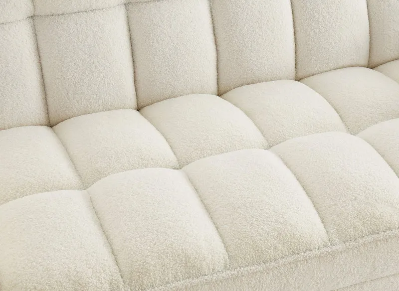Canapé convertible 2 places en tissu bouclette écru JASPER