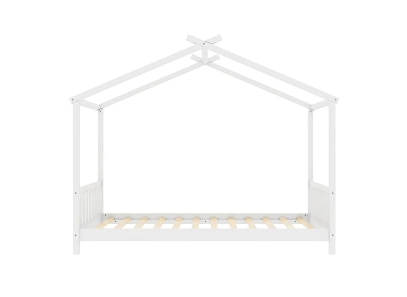 Lit cabane avec barreaux en bois blanc 90 x 190 cm NIDOU