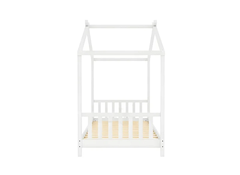 Lit cabane avec barreaux en bois blanc 90 x 190 cm NIDOU